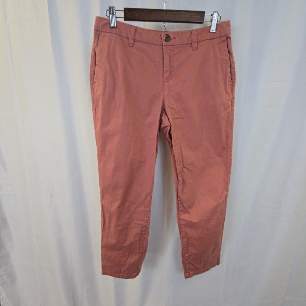 Style & Co Pants Womens 8P Pink Chino Twill Straight Leg Ankle Stretch Casual